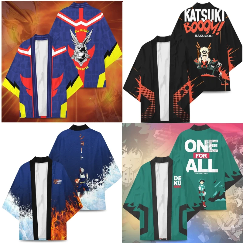 

New Anime My Hero Academia Midoriya Izuku Todoroki Shoto Cosplay Costumes Cloak Kimono All Might Haori Cardigan Pajamas Bathrobe