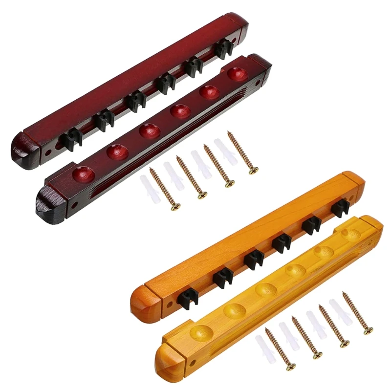

2021 Top Wall Mounted Hardwood Billiard Cue Rack Pool Cue Rack 6 Clips