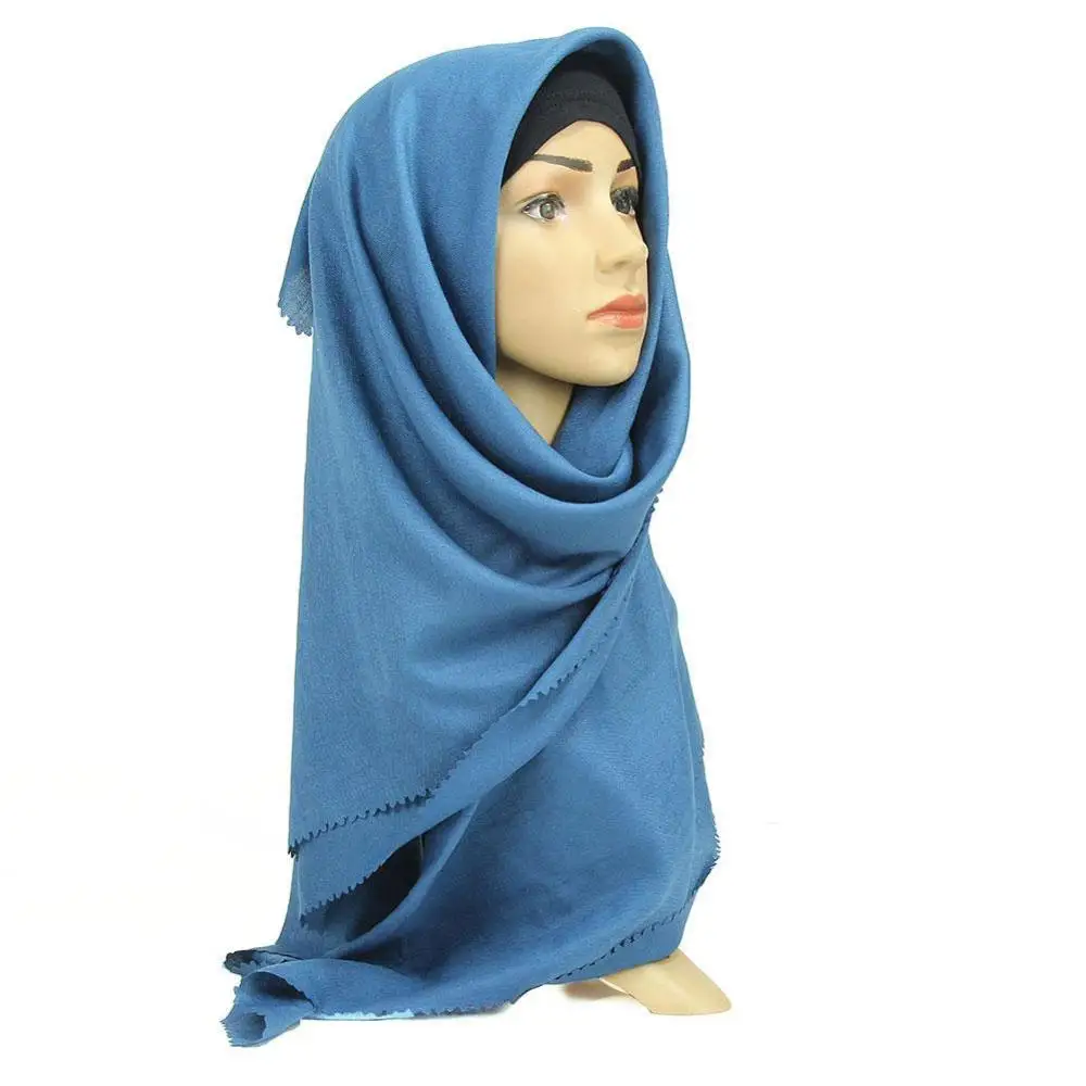 Женский хиджаб из смесового хлопка плиссированный мусульманская шаль с
