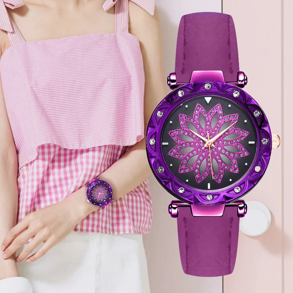 Модные женские часы 2019 звездное небо плоские стеклянные кварцевые качественные