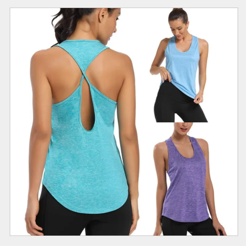 Женская рубашка для йоги эластичная дышащая майка без рукавов бега фитнеса
