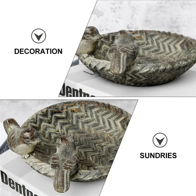 

1Pc Household Furnishing Storage Plate Cement Craft Adornment Decorative Artware for Home Hotel Garden Decor
