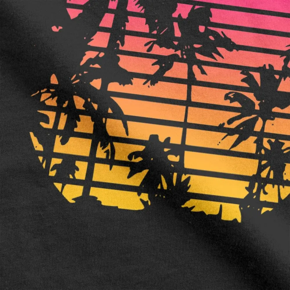 Винтажная футболка с изображением пальмы заката 80s Synthwave одежда Vaporwave Мужская