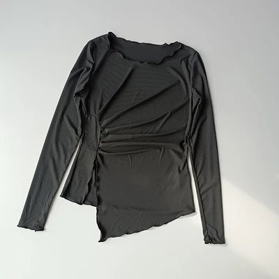 Round Neck Tight Sexy Long Sleeve Women's Running Fast Drying Waist Slimming Yoga Clothes 2021 Autumn Casual Sports Top