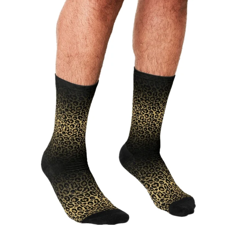 

Носки мужские с леопардовым принтом, потрясающие Смешные в стиле хип-хоп, с принтом кожи, милые уличные сумасшедшие