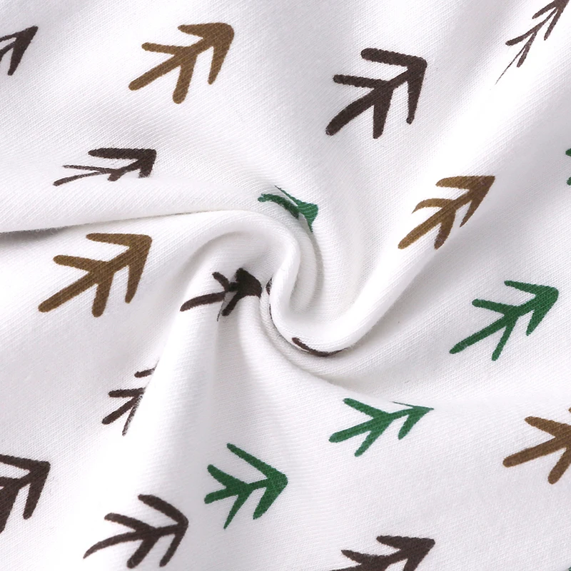 Детский хлопковый комбинезон с коротким рукавом мультяшным принтом листьев |