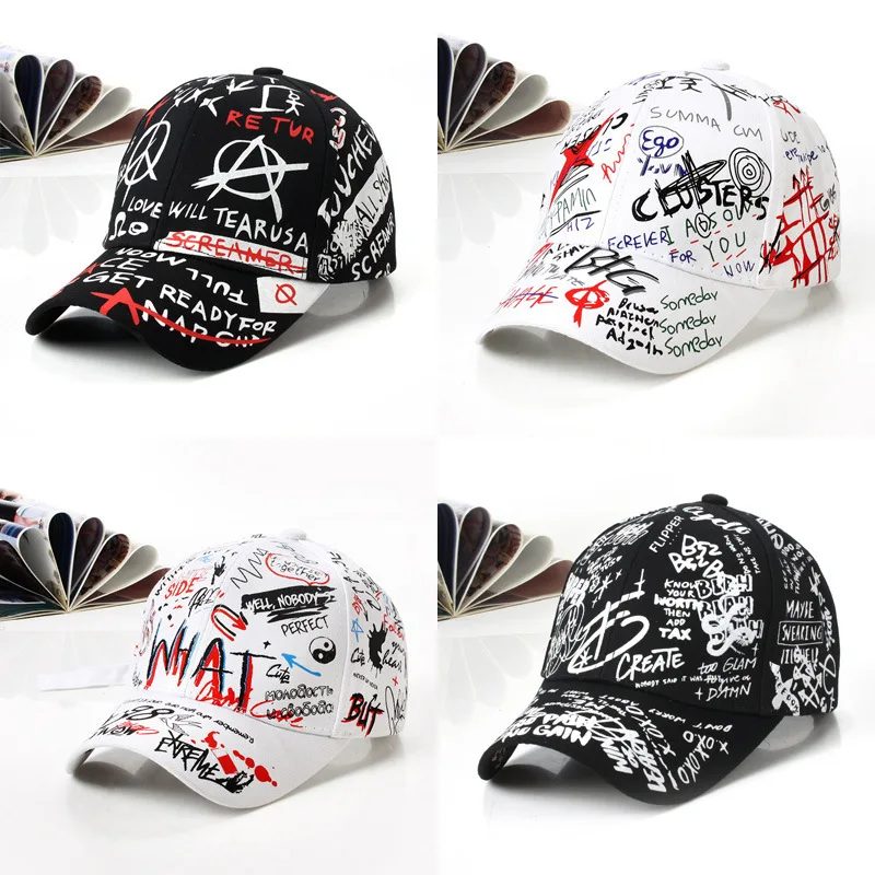 

Fashion cotton Graffiti men women Baseball caps Couple Printed snapback hat Popular hip hop hat Cap hot sell