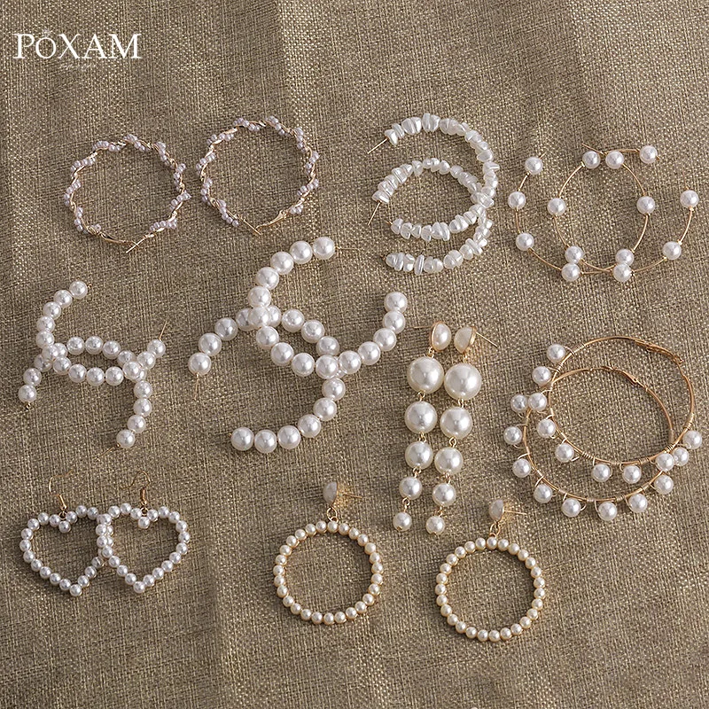 Женские жемчужные сережки большого размера Винтажное кольцо серьги круг