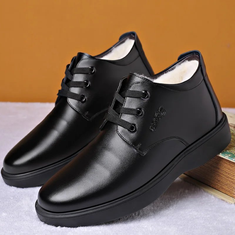 

Nice Pop Winter Men's Boots Thick Plush Men Snow Boots Waterproof Non-Slip Business Shoes Outdoor Warm Boots Casual Shoes