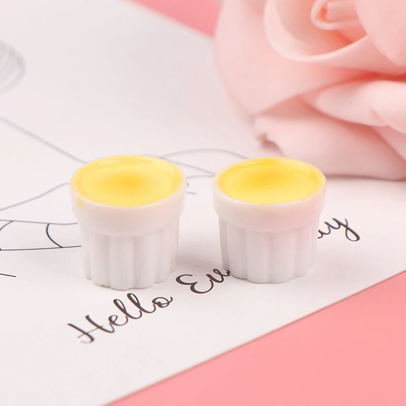 

2pcs/set 1:12 Scale Cute Dollhouse Miniature Milk Egg Pudding Cup Toys Doll Food Miniature Kitchen Accessories