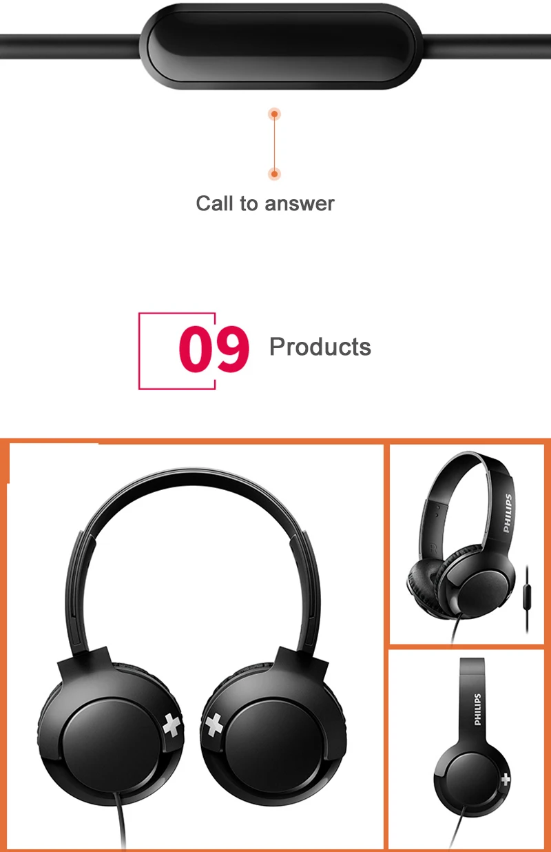 Профессиональные басовые наушники Philips SHL3075 с проводным управлением, ремень шума, стиль для Samsung Galaxy S8/S9/S9 Plus