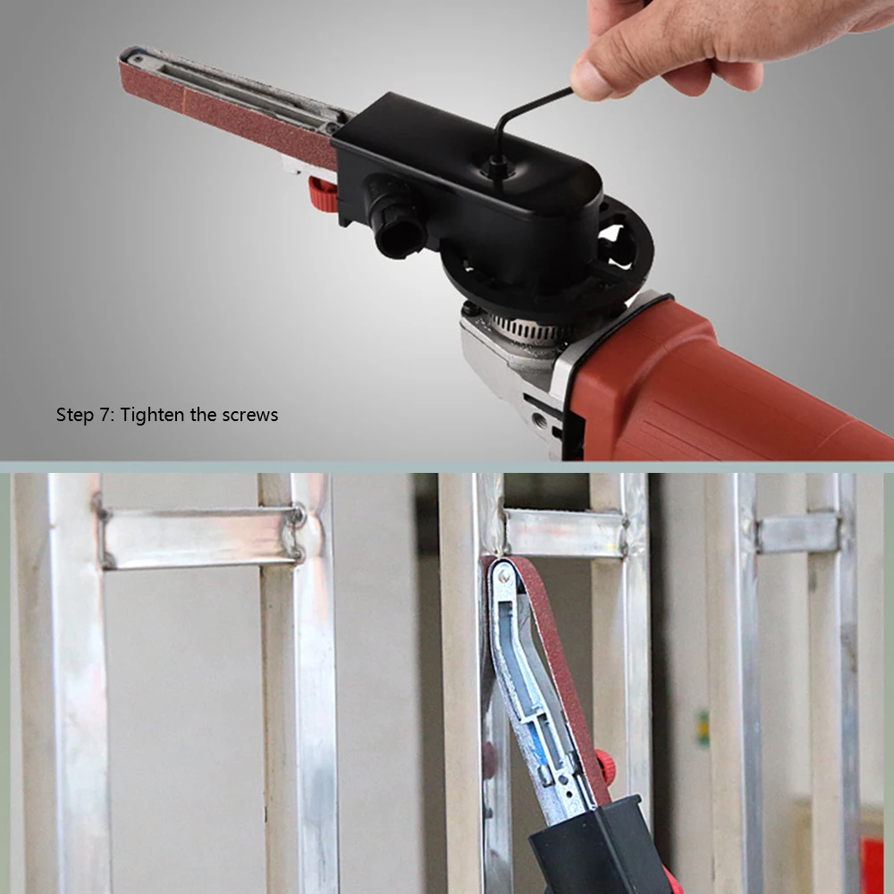 

Sanding Belt Head Set Mini DIY Portable Sander Sanding Belt Adapter Attachment for 115mm/125mm Electric Angle Grinder