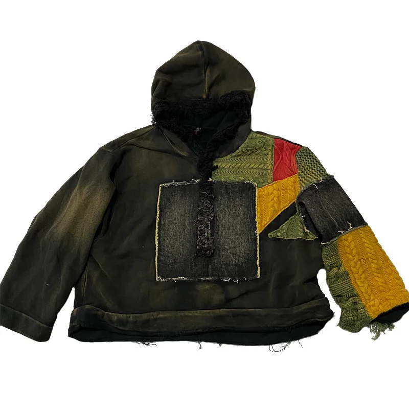 

LYUZHE Women Fashionable T Shirt 2021 Women Colorful Knitted Patchwork T Shirt Female Hooded T Shirt ZQY088D