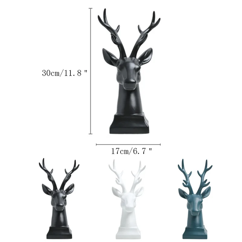 

Europe Ceramic Deer Head Model Figurines Ornaments Home Decoration Accessories Elk Miniature Bookend Desktop Crafts Wedding Gift