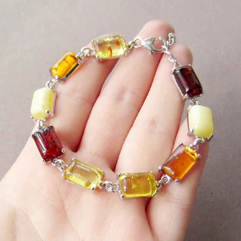Spring emphasizes silver treasure natural flower kendrick Jin Po beeswax amber bracelet polish imports of time | Украшения и