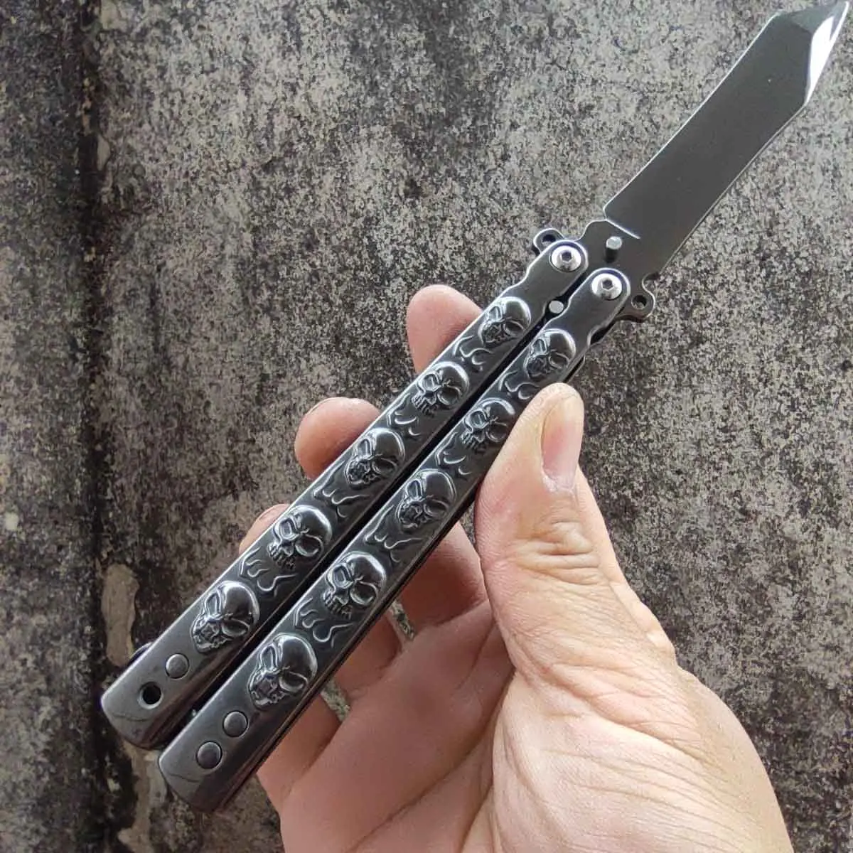 Нож-бабочка для начинающих тренировочные ножи гравировки черепов тупое лезвие