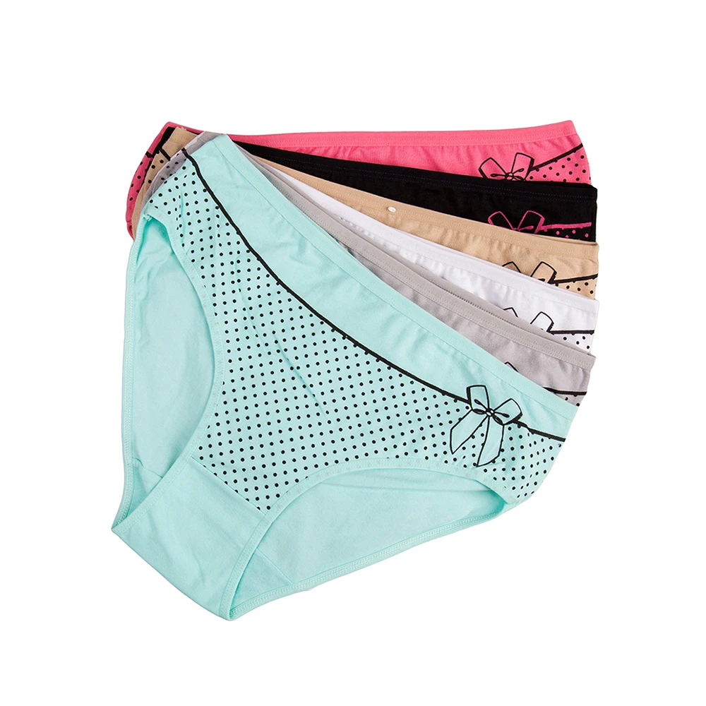 

FUNCILAC 6 Pcs/set Women's cotton briefs sexy print Ladies panties big size mid-rise women underwear cotton crotch 2XL 3XL 4XL