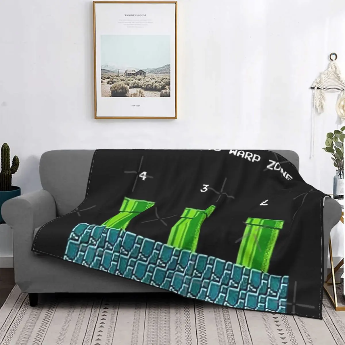 

Bienvenido a Warp Zone, manta a cuadros para cama, manta Heat de felpa de Anime, ropa de cama y fundas