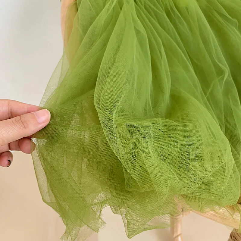 WLG/платья для девочек сезон весна-осень платье в стиле пэчворк цвет зеленый