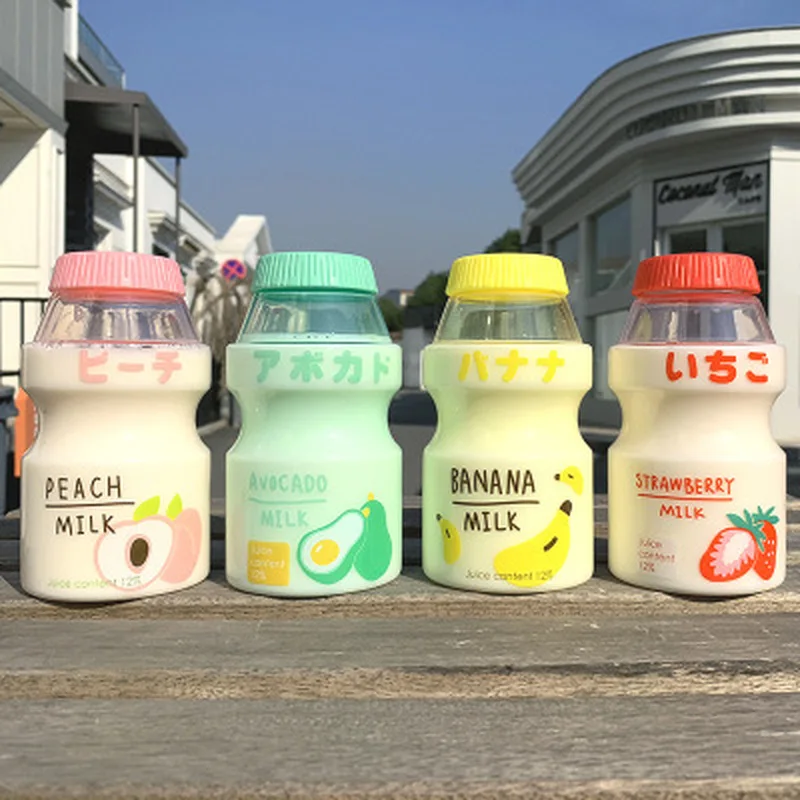 

480ml Plastic Water Bottle Tour Drinking Bottle Yakult Shape Cute Kawaii Milk Carton Shaker Bottle For Kids/Girl/Adult Bottles