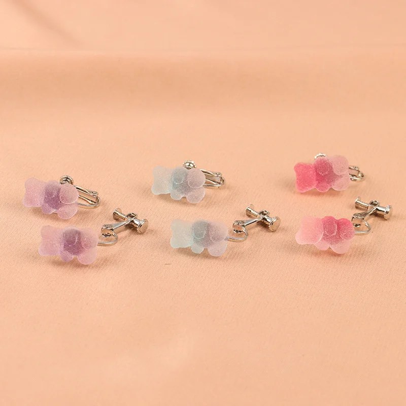 Милые цветные серьги гвоздики из смолы с медведем для девочек DIY медведями