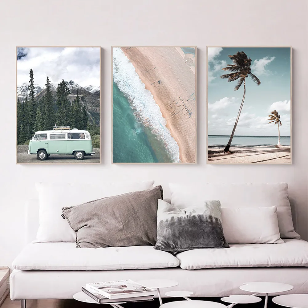 Вдохновляющие цитаты холст живопись океан дерево плакат Пляж пейзаж стены