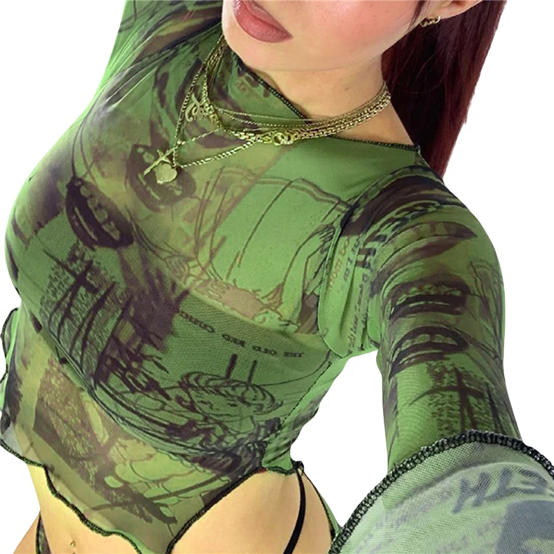 Женские топы с абстрактным принтом в стиле 90-х сексуальные женские Модные