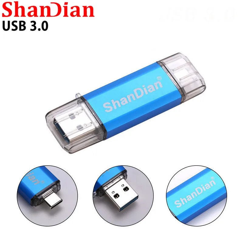 SHANDIAN (более 10 шт. бесплатный логотип) Type-C 3 1 usb флэш-накопитель 16 ГБ 32 64 Гб карта