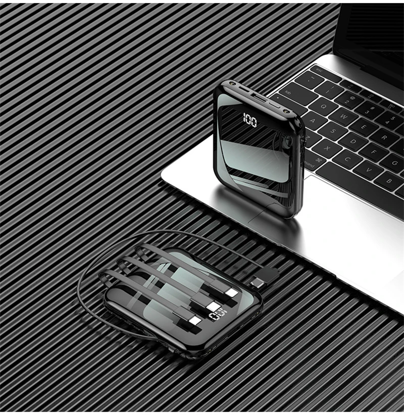 

Портативный внешний аккумулятор с 4 кабелями, 20000 мАч