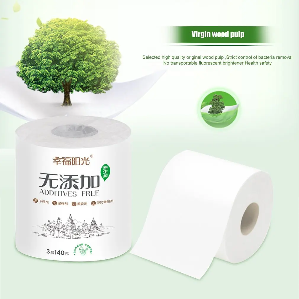 

6 Rolls Standard 3-layer Toilet Paper Bulk Rolls Bath Tissue Household Bathroom Soft Paper Towel for Hotel