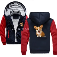 corgi dogc cute print hip hop streetwear hoody 2020 winter thick hoodies for men harajuku zipper jacket sweatshirt