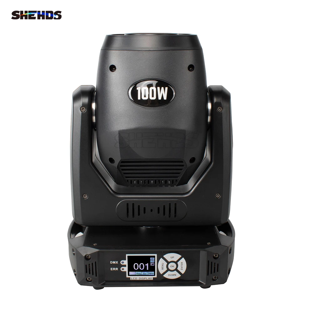 Скидка Светодиодный точечный светильник SHEHDS 100 Вт с кругом, 6 цветными призмами, 7 динамиков и 6 статических узоров, фокус DMX512 для дискотек, диджеев, б...