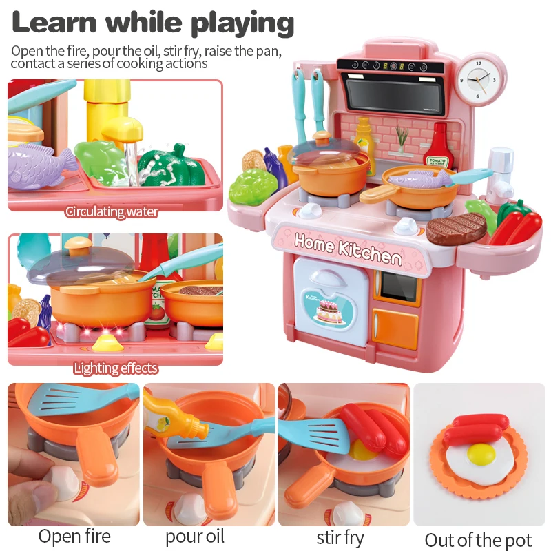 23/26Pcs Kid Kitchen Toy Simulation Spray Water Dinnerware Pretend Play Cooking Table Set Children's Gift |