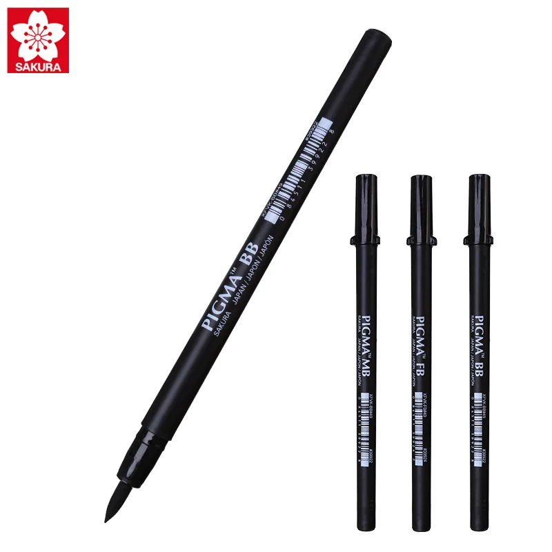 

Calligraphy & Sketch! Japan Sakura Soft Brush Pen PIGMA Black Ink Fine/Medium/Bold Tip XFVK