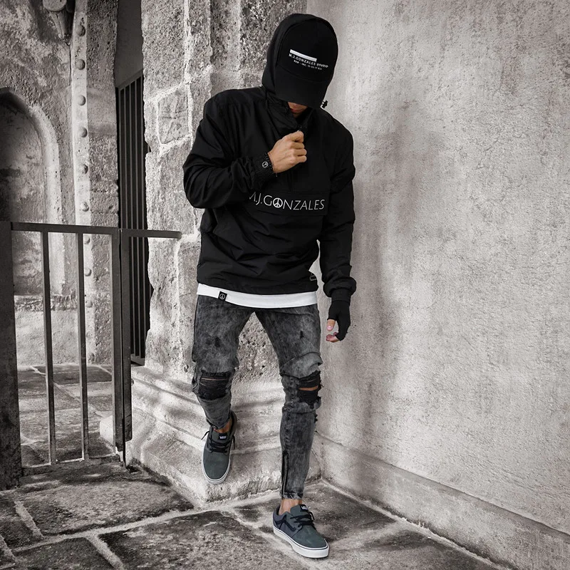 Джинсы-Карандаш мужские с вышивкой тонкие брюки из денима Повседневные