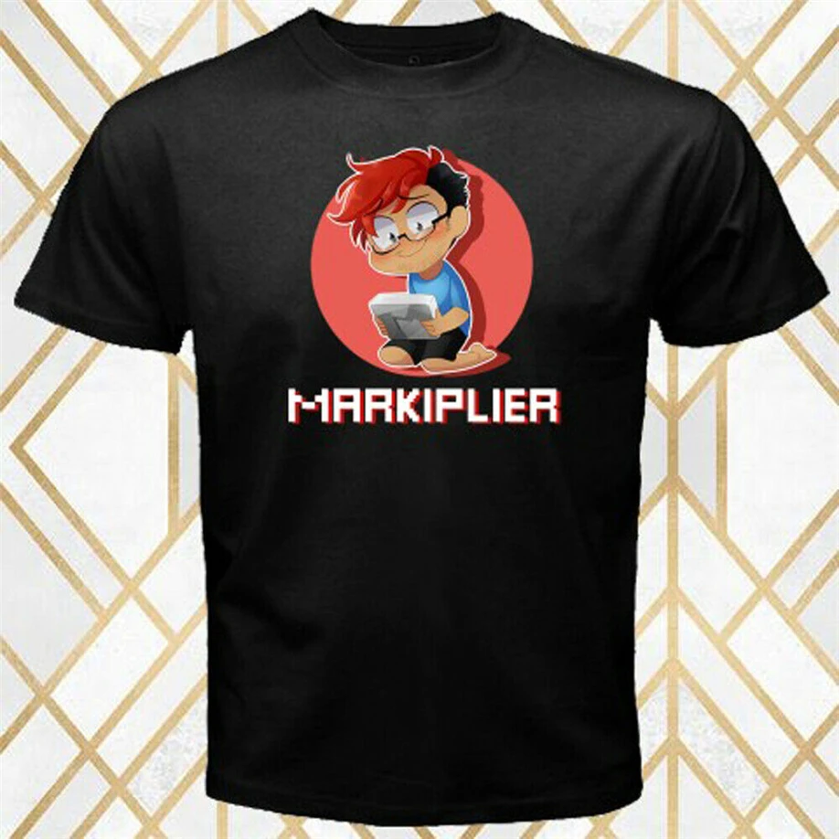 Markiплоскогубцы Youtuber стример мультфильм логотип мужская Черная Футболка размер S