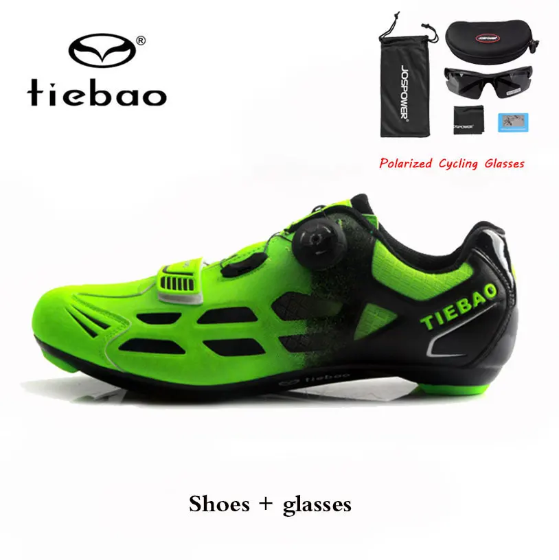 green with glasses Tiebao/Мужская обувь для езды на велосипеде; Нескользящая дышащая велосипедная обувь; спортивные гоночные кроссовки; обувь для велосипеда; Zapatillas Ciclismo - Цвет: green with glasses
