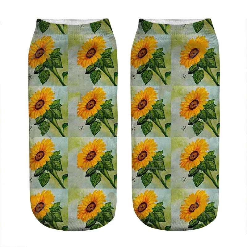

Женские носки кавайные милые носки с принтом зеленого подсолнуха женские носки Харадзюку счастливые забавные новые милые подарочные носки...