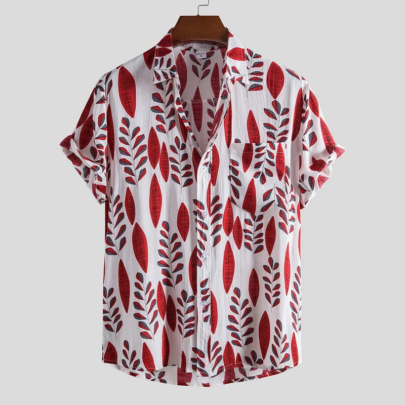 

NIBESSER Beach Shirts Men Summer Vacation Camisas Para Hombre Printed Short Sleeve Button Down Hawaiian Shirts For Men M-3XL