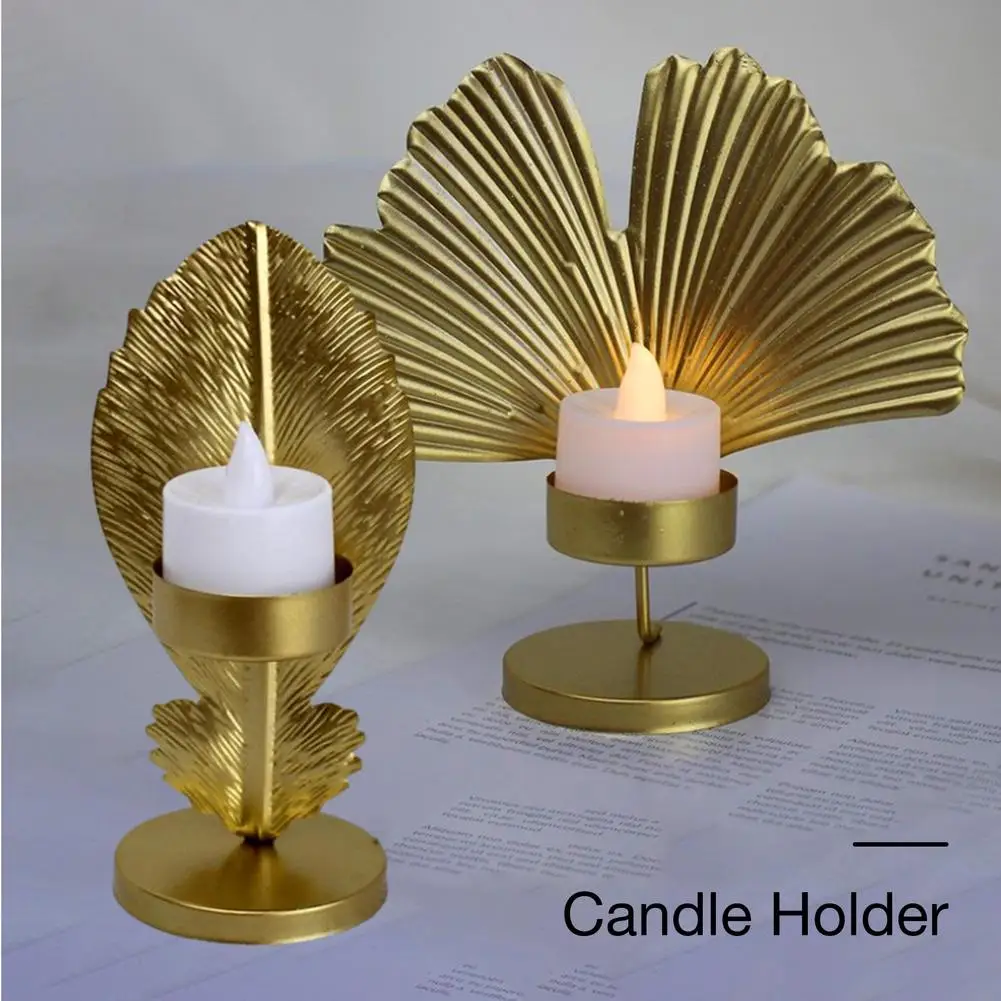 

Gold Leaf Candle Holder Nordic Wrought Iron Living Room Tabletop Ornament Candle Base Desktop Decoration Crafts Gold Candlestick