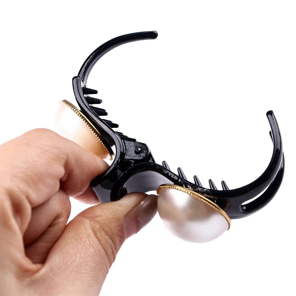 Fashion Women Girls Large Pearl Hair Claws Clamp Black Hairpin Sweet Big Clips Accessories Styling Tool | Красота и здоровье