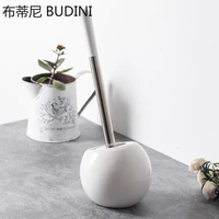 nordic ceramics toilet brush floor standing holder practical cleaning brushes bathroom accessories clean tool with base soft fur
