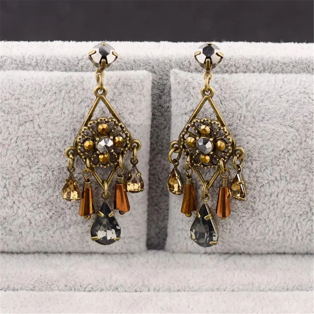 CARTER LISA винтажная бронзовая люстра из металла и хрусталя Висячие серьги массивные