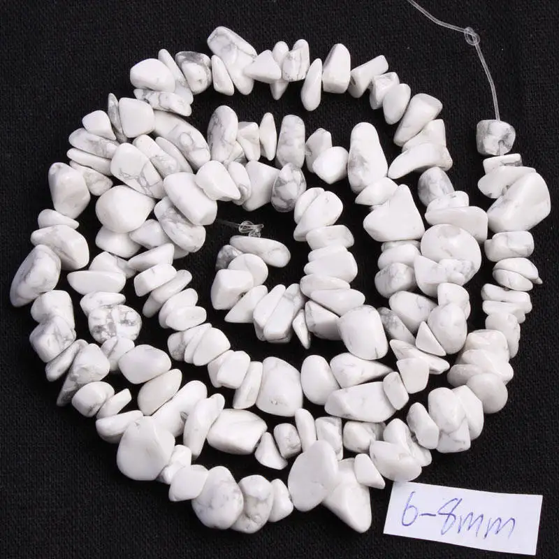 White Howlite Высокое качество 5-8 мм чип Форма 41 различные материалы натуральный камень DIY драгоценные камни ювелирные изделия свободные бусины 17 дюймов wj69 - Цвет: White Howlite