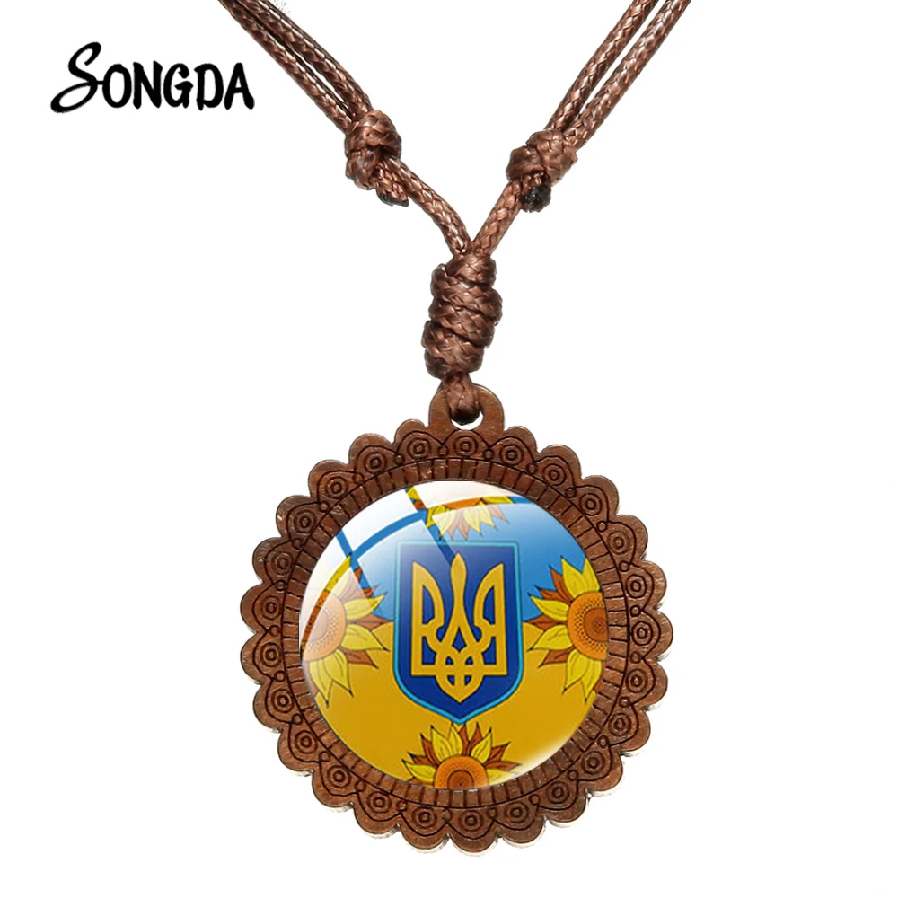 Украинский национальный флаг массивное ожерелье синий желтый Трызуб Украины