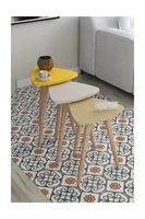 color triple zigon coffee table wood legs design pastel colors