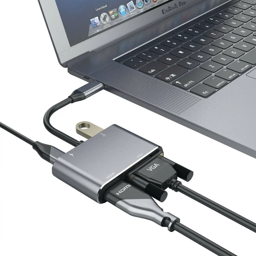 

Type-c to HDMI-Compatible Female Four-in-one Transfer Cable Type C Turn 4k 30HZ HD Conversion Line Four-in-one Transfer Cable