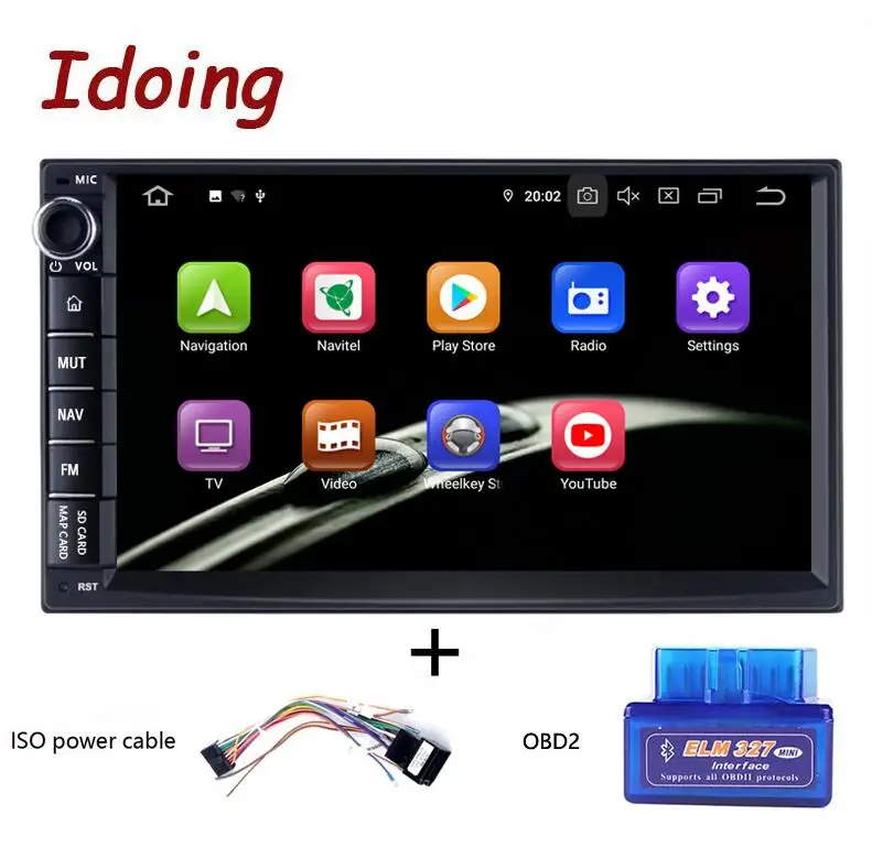 ISO and OBD2 Idoing " Восьмиядерный 2 din универсальный автомобильный Android 9,0 Радио мультимедийный плеер PX5 4G+ 64G gps навигация ips экран TDA 7850 - Цвет: ISO and OBD2