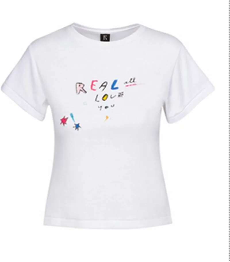 

Women's Cute Letter Print T-Shirt, Summer Short Sleeve Crewneck Slim Fitted Crop Top