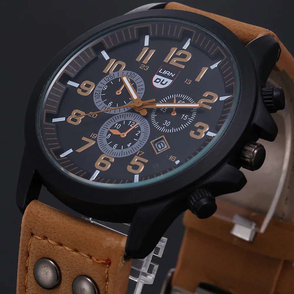 

Luxury Classic Men Watch 2020 New Military Sport Stainless Steel Waterproof Date Leather Sport Quartz Watch Relogio Masculino